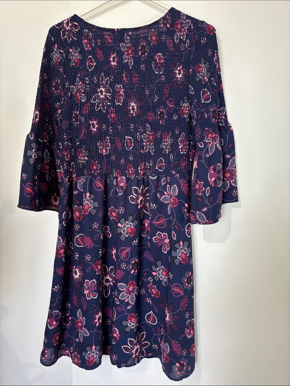 Reitmans XL Navy Floral Midi Dress with Pink Accents - Picture 7 of 7